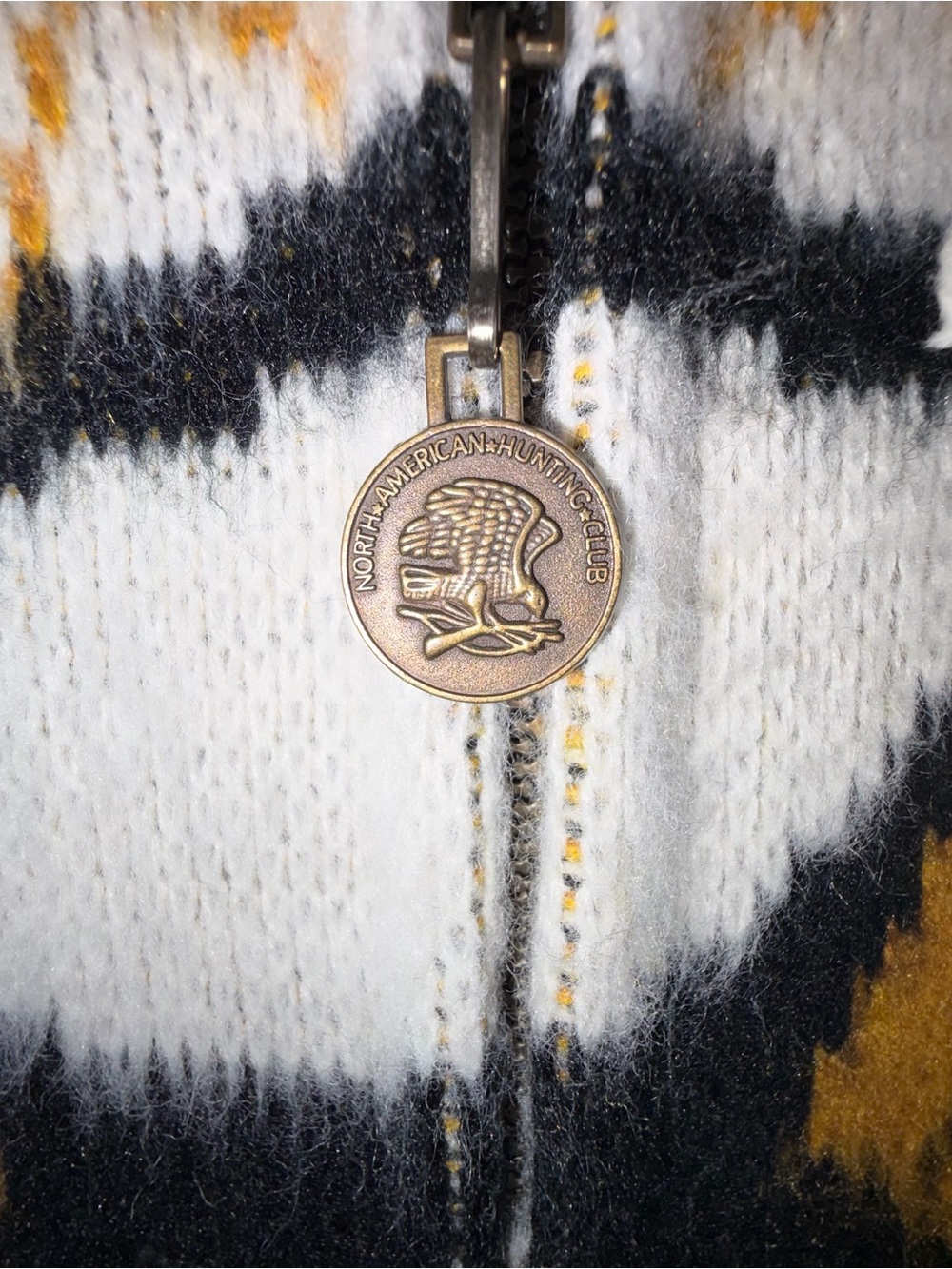 Vintage 90s Tejidos Imalaya Wool Wolf Dreamcatcher Hooded Full Zip Sweater L/XL - Picture 6 of 12